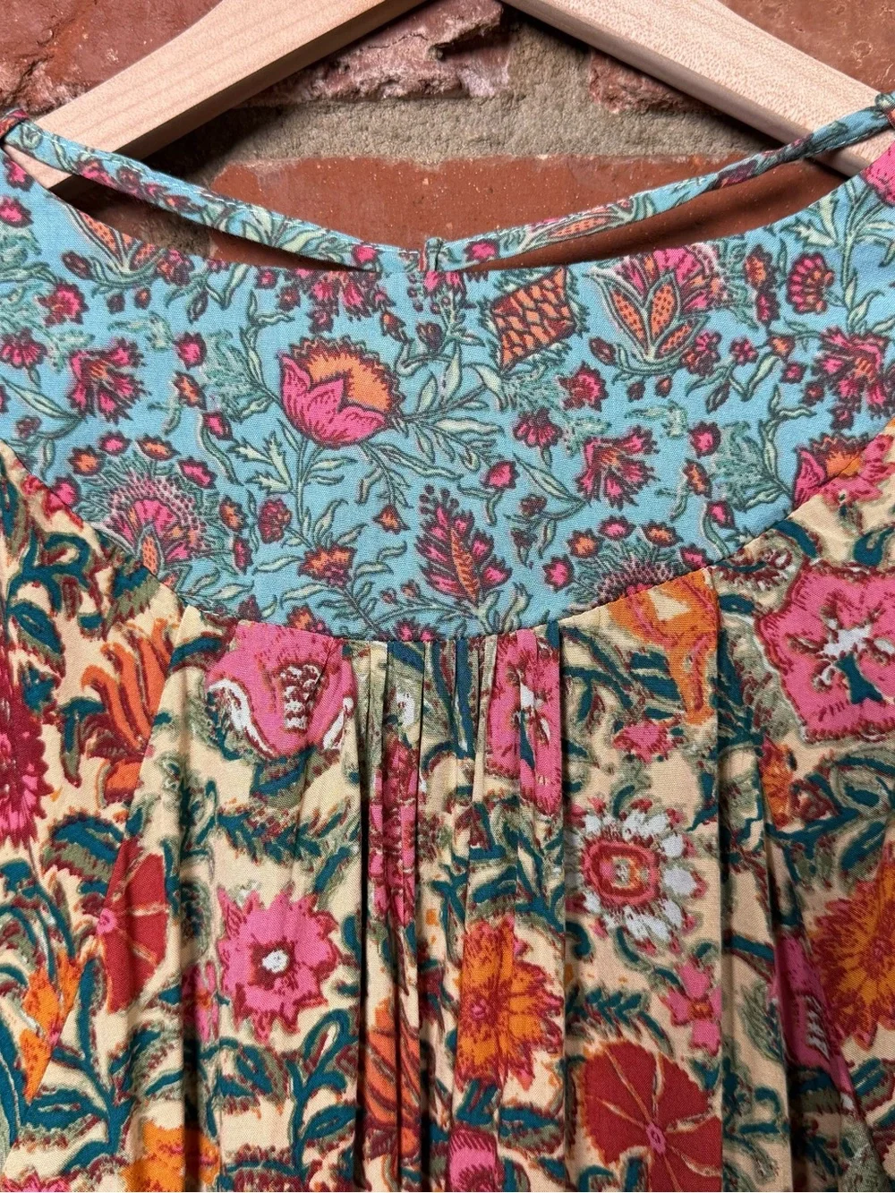 Natural Life Rowan Floral Peasant Blouse Sz Medium Pink Boho TieNeck cottage NWT - Picture 7 of 12